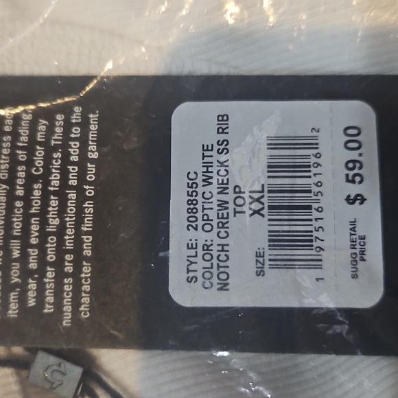 TRUE RELIGION LOGO NOTCH CROP RIBBED TEE OPTIC WHITE SIZE XXL - Picture 7 of 9